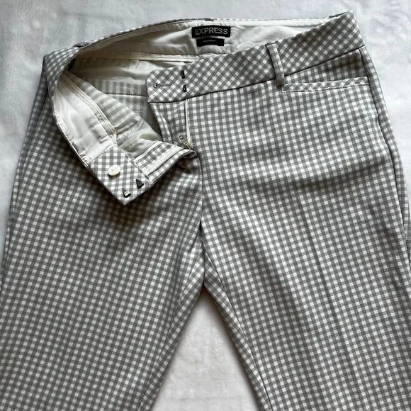 EXPRESS Columnist Gray & White Gingham Dress Pants Size 2R - Picture 7 of 8